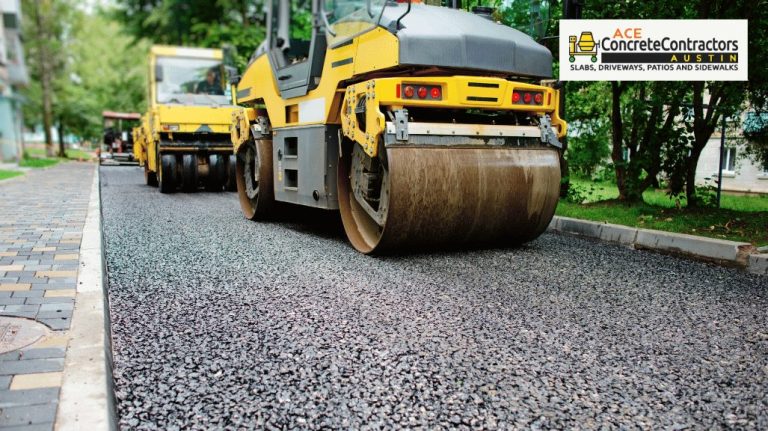 road roller flattening new asphalt