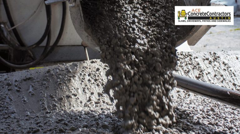 pouring concrete gravel mix