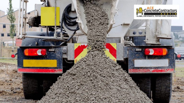 cement truck pouring cement