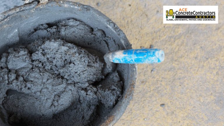 wet concrete in a bucket