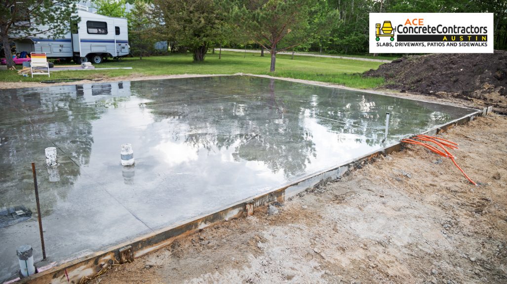 wet concrete slab