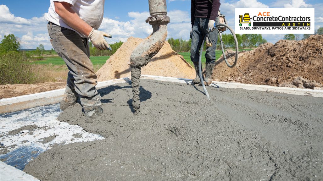 person pouring concrete mix