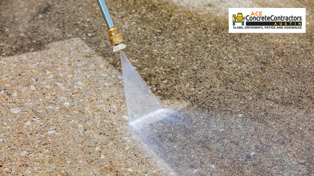 pressure washing concrete surface