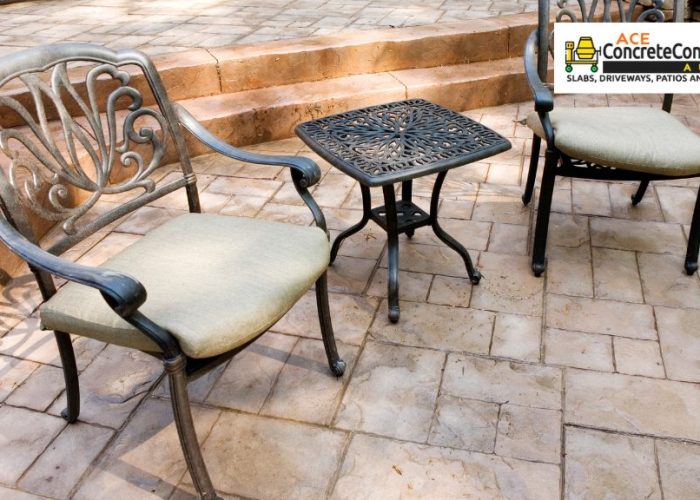 metal chair set on patio