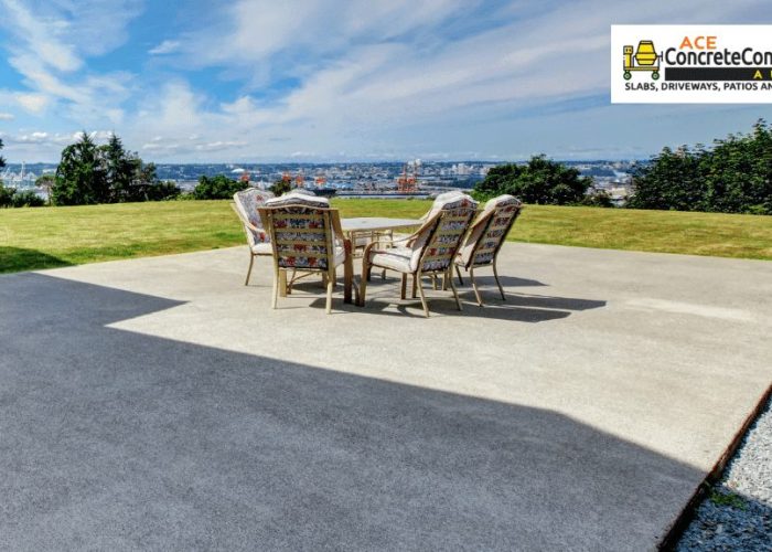 outdoor chair set on newly built concrete patio